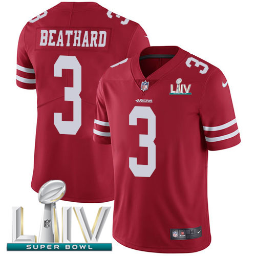 San Francisco 49ers Nike #3 C.J. Beathard Red Super Bowl LIV 2020 Team Color Men Stitched NFL Vapor Untouchable Limited Jersey
